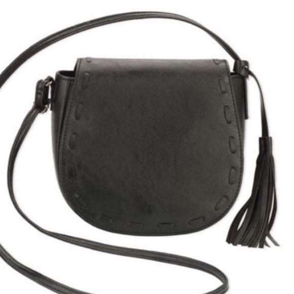 BLACK FAUX LEATHER SADDLE CROSSBODY BAG - Picture 8 of 8